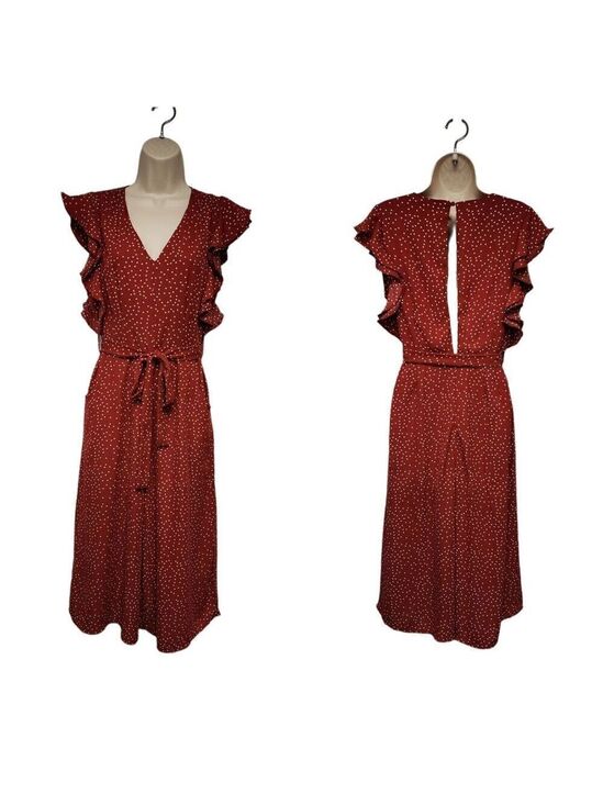 Sky Pants - She+ SKY Polka-Dots Sleeveless V-Neck Cutout Back Color Red/White Romper Size M